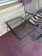 Wrought Iron Patio Bench with Side Table