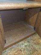 Wood Entertainment Center with Glass Door Cabinet