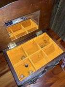 Wood Jewelry Box with Assorted Jewelry