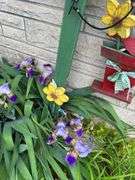 Handmade Garden Decorations: Mushroom Statue and Cardinal Flower Display