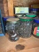Hardware Assortment: Storage Cabinet with Drawers plus Jars & Containers of Fasteners