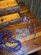 Wood Jewelry Box with Assorted Jewelry