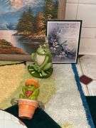 Bathroom Decor Lot: Mirror, Painting, Rugs, and Accessories