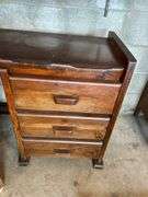 Wooden Desk with Chair and Banker's Lamp