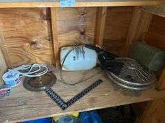 Shelf Lot with Saw Blade, Sprayer, Ruler, and More