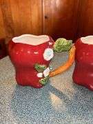 Red Apple Shaped Cookie Jar and Mugs Set