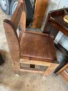 Wooden Desk with Chair and Banker's Lamp