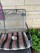 Wrought Iron Patio Bench with Side Table