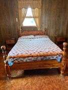 Wooden Four-Poster Bed Frame