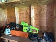 Stihl Chainsaw, Poulan Chainsaw, and Black and Decker Reciprocating Saw