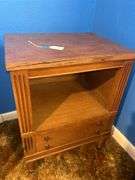 Wooden Bedside Table with Drawer and Shelf