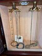 Wood Jewelry Cabinet with Assorted Costume Jewelry