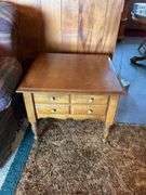 Wooden End Table with Drawers