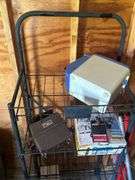 Cart with Assorted Items: Wagner Power Painter, Staple Pack, and More