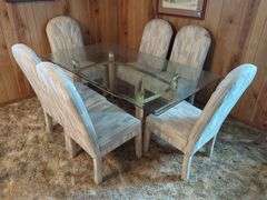 Glass Top Dining Table with 6 Chairs