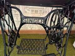 Singer Model 247 Sewing Machine with Treadle Base and Cabinet