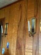 Ornate Mirror, Religious Wall Art, and Candle Holders