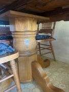 Round Oak Dining Table with Four Chairs