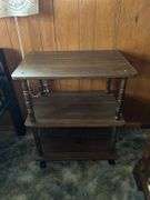 Brown Wood-Look Three Tier Rolling Cart