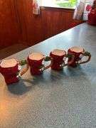 Red Apple Shaped Cookie Jar and Mugs Set