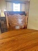 Round Oak Dining Table with Four Chairs