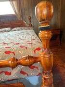 Wooden Four-Poster Bed Frame