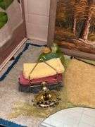 Bathroom Decor Lot: Mirror, Painting, Rugs, and Accessories