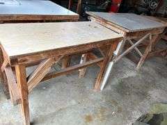 Set of Two Heavy-Duty Wood Work Tables