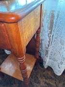 Wood Side Table with Drawer and Eagle Lamp