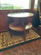 Round Two-Tier Accent Table with Rug