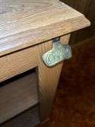 White Clad Simmons Hardware Oak Cabinet with Coca-Cola Bottle Opener