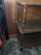 Brown Wood-Look Three Tier Rolling Cart
