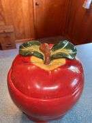 Red Apple Shaped Cookie Jar and Mugs Set