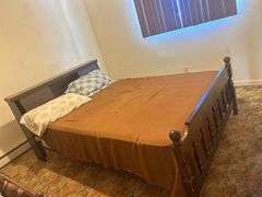 Full Size Bed Frame with Headboard and Matching Footboard