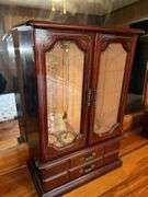 Wood Jewelry Cabinet with Assorted Costume Jewelry