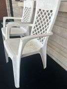 Pair of White Plastic Outdoor Armchairs