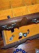 Wood Jewelry Box with Assorted Jewelry