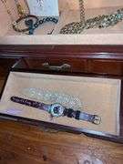 Wood Jewelry Cabinet with Assorted Costume Jewelry