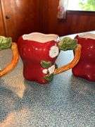 Red Apple Shaped Cookie Jar and Mugs Set