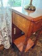 Wood Side Table with Drawer and Eagle Lamp