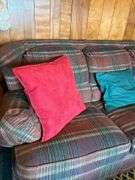 Broyhill Plaid Sofa with Pillows