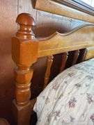 Full Size Wooden Bed Frame with Floral Quilt