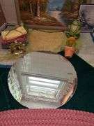 Bathroom Decor Lot: Mirror, Painting, Rugs, and Accessories