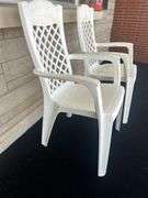 Pair of White Plastic Outdoor Armchairs