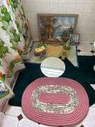 Bathroom Decor Lot: Mirror, Painting, Rugs, and Accessories