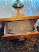 Wood Side Table with Drawer and Eagle Lamp