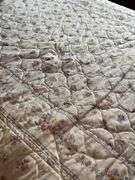 Full Size Wooden Bed Frame with Floral Quilt