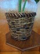 Wooden Plant Stand with Artificial Plant