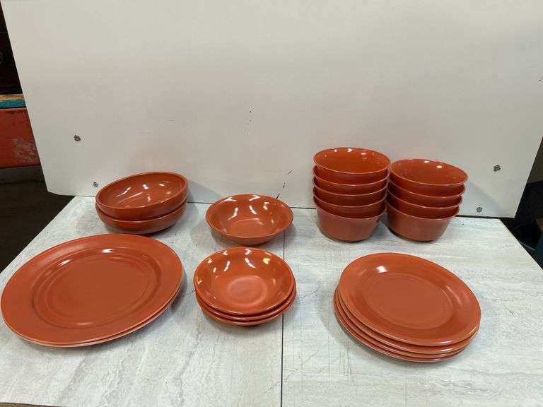 Orange Dinnerware Set - Plates and Bowls image