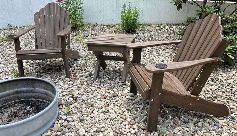Outdoor Adirondack Chairs and Table Set image